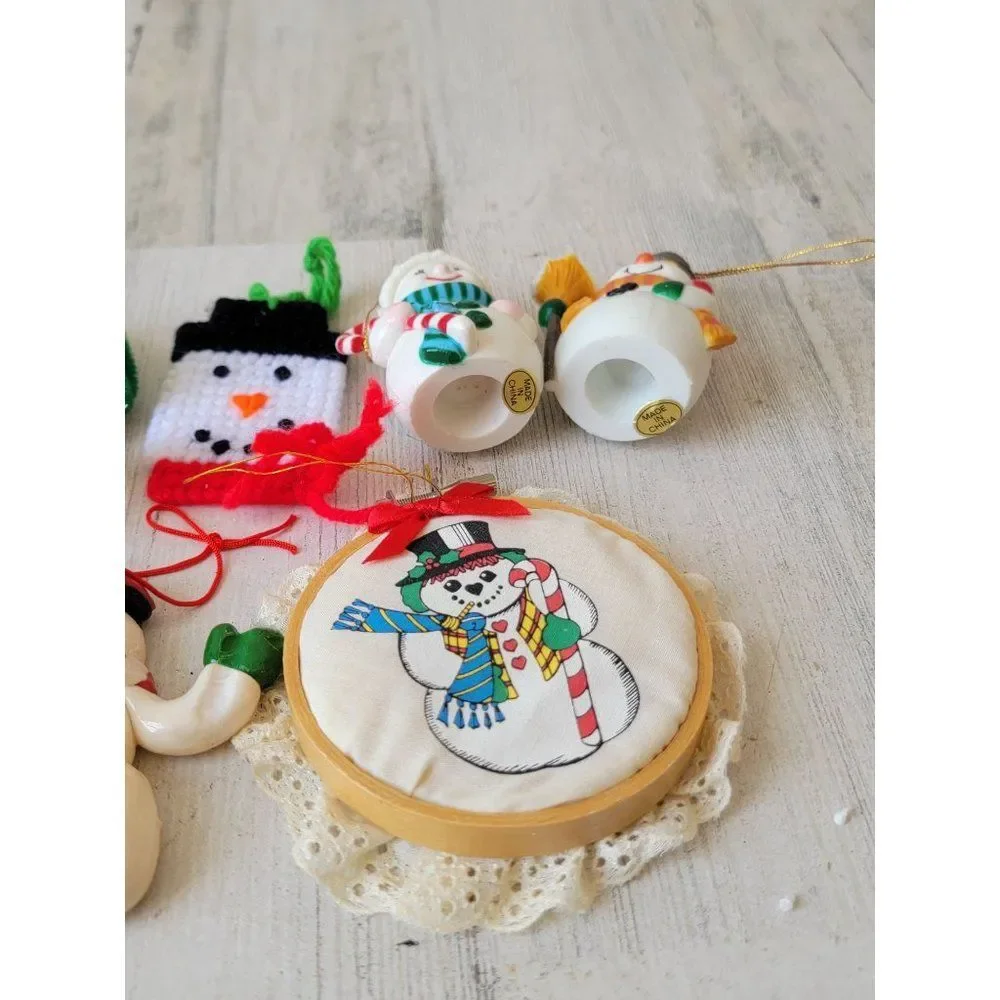 Unique snowman broom face set ornament‎ Xmas snow